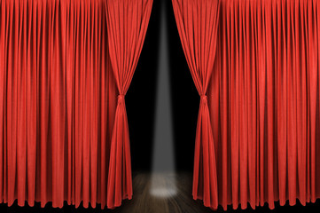 Large red curtain stage