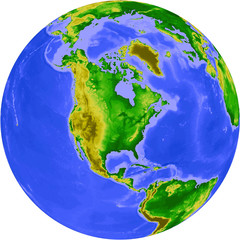 Globe showing North America