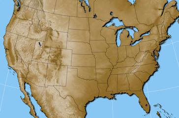 USA map with Terrain