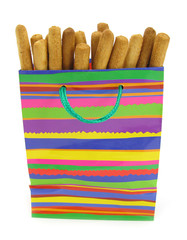 Sticks bread biscuits snacks in gift paper bag
