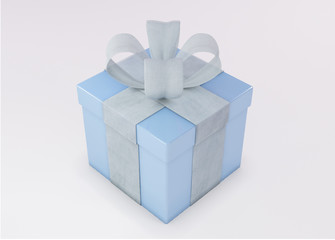 Blue box with bow and ribbon