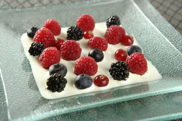 Mix of varied berries and cream