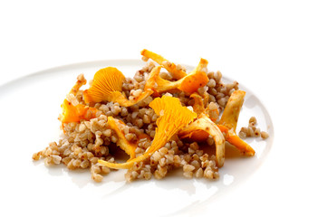 Boiled buckwheat with mushrooms