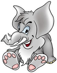 Gray Elephant - detailed colored illustration