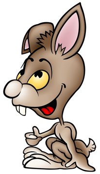 Brown Rabbit - smiling cartoon illustration
