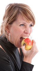 Biting in an apple