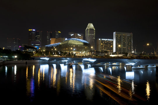 beautiful night view of Singapore buildings
