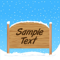 wooden sign with snow effect vector
