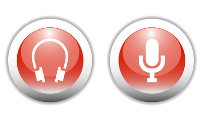 Headphone & Microsophone Sign Web Buttons