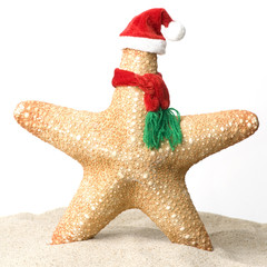 Starfish Santa Claus in  tropical Christmas  season