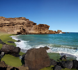 Fototapeta na wymiar Zielona piaszczystej plaży