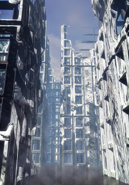 city in ruin floaded