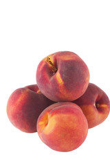 ripe peaches isolated on white