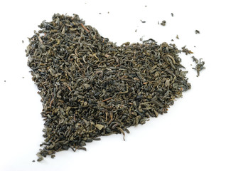 heart-shaped heap of tea