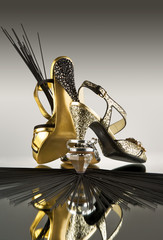 Gold and silver shoes