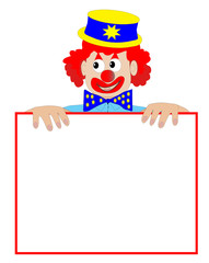 Clown Holding a Blank Sign - Vector Illustration