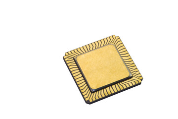 Integrated circuit chip against white background