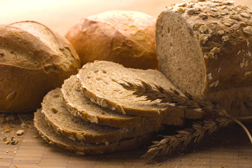 Fresh bread with ear of wheat