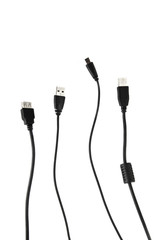 Various usb cable isolated on white