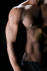 Fototapeta na wymiar Abdominals and Biceps in Shadows
