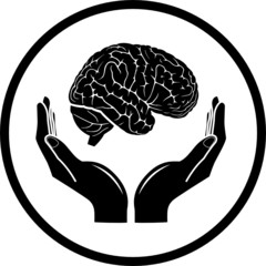 Protection of brain. Vector medical icon. Black and white.