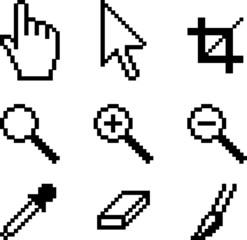 Screen tools. Illustration of popular classic icons.