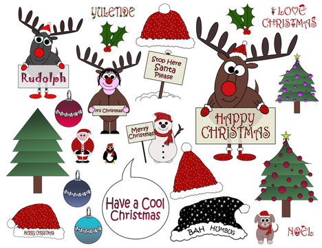 Christmas Cartoon Collection (No:3)- Isolated on white