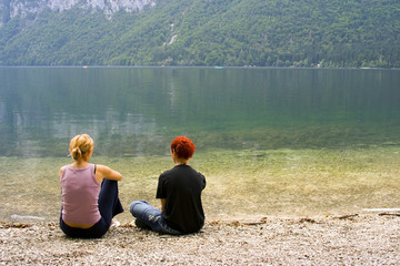 Relaxing by the lake.