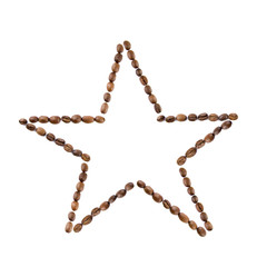 star from coffee beans isolated on white