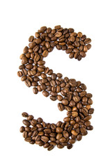 coffee letter isolated on white