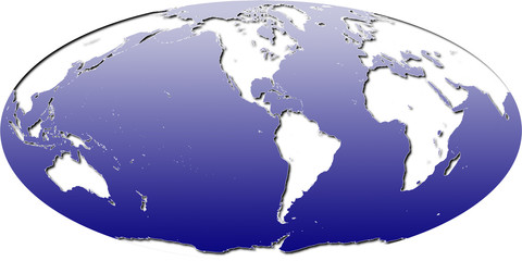 World Map -  Mollweide Projection - Americas Centered