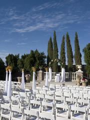Wedding Ceremy Altar with Rows of Guests Seats
