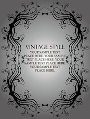 floral frame on grey background