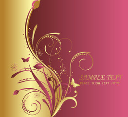 floral gold and red background