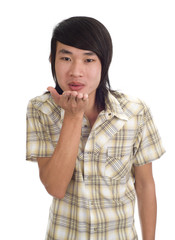 young asian gay sending a kiss