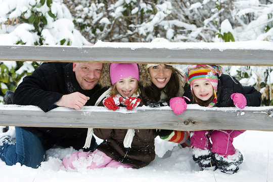 Happy Family in the snow