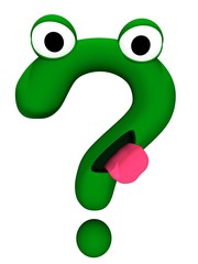 Green alive question mark with eye