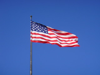 USA Fahne bei der Freiheitsstatue