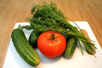 Tomato, cucumber, dill