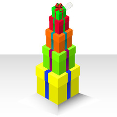 Present gift stack with bow