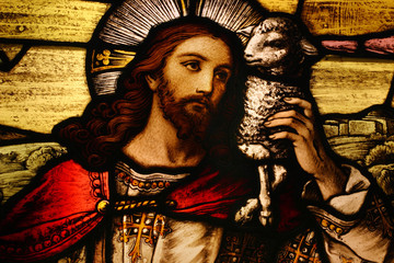Naklejka premium Jesus with Lamb