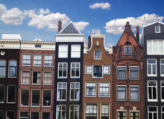 Row of houses and buildings in Amsterdam, the Netherlands