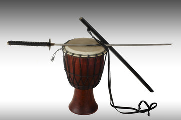 japan sword and drum