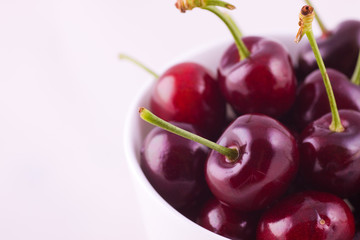Red fresh cherries in the bowl
