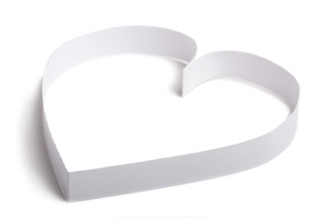 Simple white paper heart symbol. Isolated.