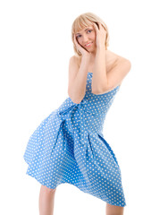 Dancing girl in blue dress