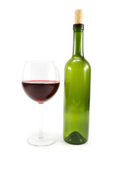 wine bottle and crystal glass