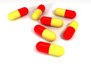 pills on the white background