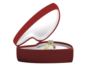 Gift ring in a heart shaped box another angle