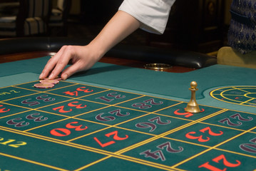 roulette table in casino